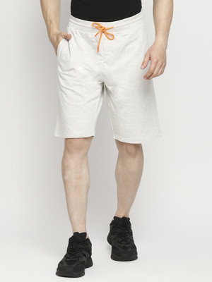 UnderJeans by Spykar Solid Men White Casual Shorts