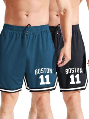 Culish Trend Printed Men Black Gym Shorts