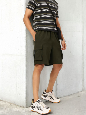 Kook N Keech Solid Men Green Regular Shorts