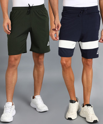 Adrenex Color Block Men Blue, Green Basic Shorts