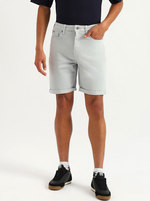 United Colors of Benetton Solid Men Grey Denim Shorts