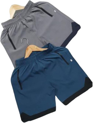 jocker Color Block Men Blue, Grey Bermuda Shorts