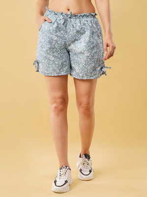 A R J FASHION Printed Women Grey Regular Shorts