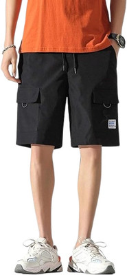 TorontoCN Solid Men Black Cargo Shorts