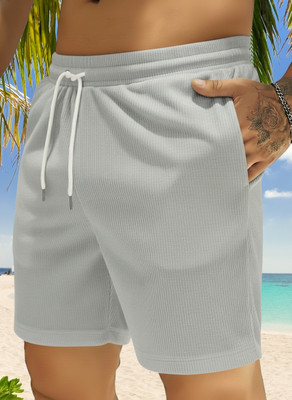 METRONAUT Solid Men Grey Beach Shorts, Regular Shorts