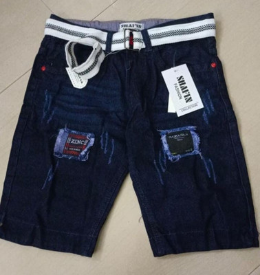 RCS Solid Men Denim Blue Denim Shorts