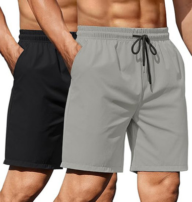Arsh Fashion Solid Men Black, Grey Regular Shorts