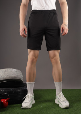 Force NXT Solid Men Black Casual Shorts