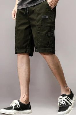 ZARTHA Solid Men Dark Green Cargo Shorts
