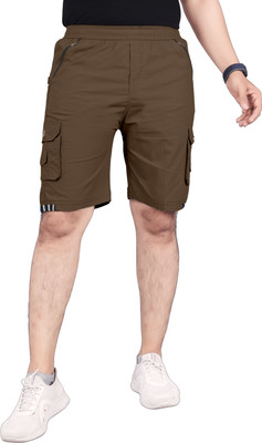 bffashion Solid Men Brown Basic Shorts