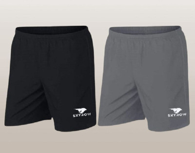 skyrow Printed Men Black, Grey Regular Shorts