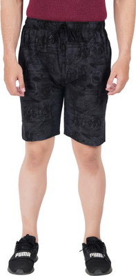 Guide Printed Men Black Regular Shorts