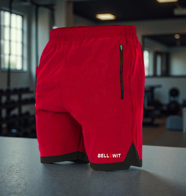 Bellwit Solid Men Red Casual Shorts