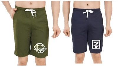 My stitches Printed Men Light Green Basic Shorts