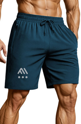 3colors Printed Men Dark Blue Sports Shorts, Gym Shorts