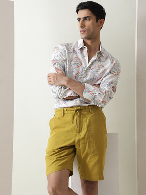RARE RABBIT Solid Men Yellow Regular Shorts