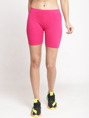 Bamboo Breeze Solid Women Pink Sports Shorts