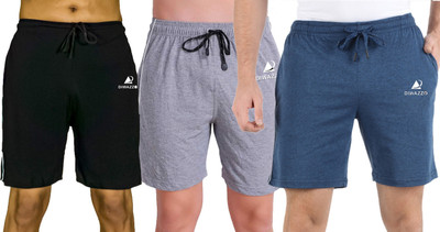 Diwazzo Printed Men Black, Silver, Light Blue Regular Shorts