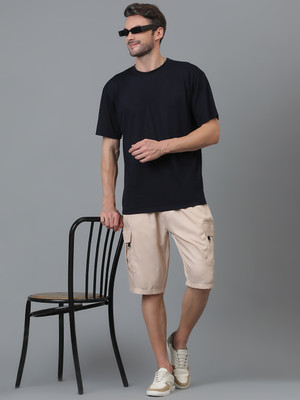 KOTTY Solid Men Beige Cargo Shorts