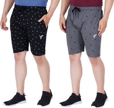 FEEL TRACK Printed Men Black, Grey Regular Shorts