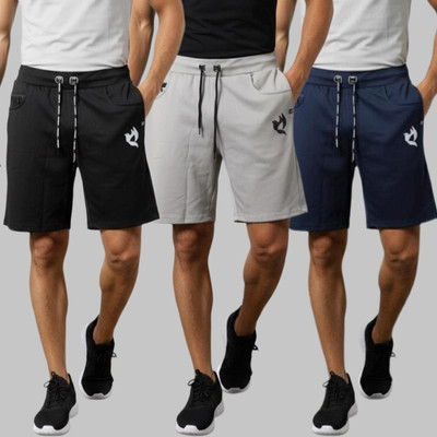 Avyana Solid Men Black Regular Shorts