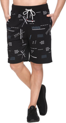 Basis Printed Men Black Basic Shorts