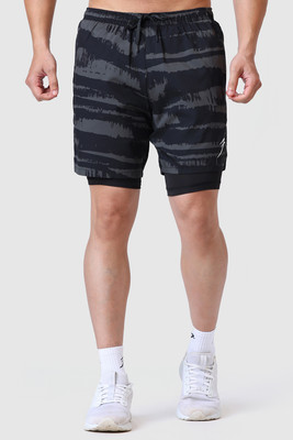 FuaarK Printed Men Dark Green Gym Shorts