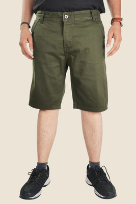 PUBHIZA Solid Men Dark Green Chino Shorts