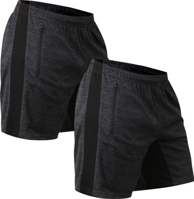 Sportinger Solid Men Black Compression Shorts