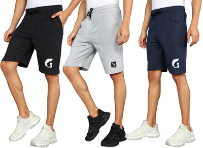 GYRFALCON Self Design Men Silver, Dark Grey, Blue Regular Shorts