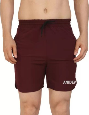 bhavin Solid Men Maroon Sports Shorts