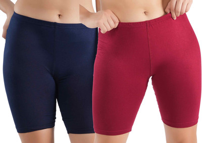 ORLIZEA Solid Women Blue, Maroon Cycling Shorts
