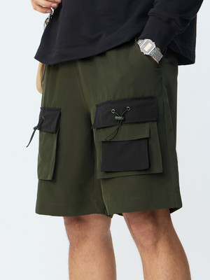 The Souled Store Solid Men Dark Green Bermuda Shorts