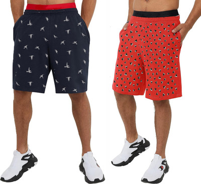 HOTFITS Graphic Print Men Red, Blue Basic Shorts