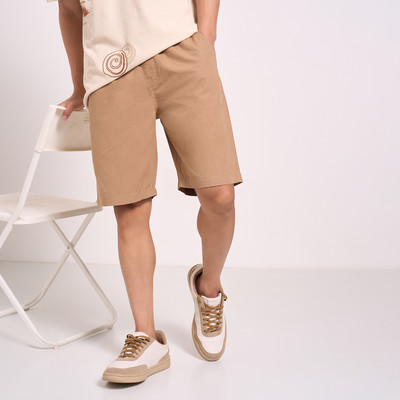 7 Alt by Pantaloons Solid Men Khaki Basic Shorts