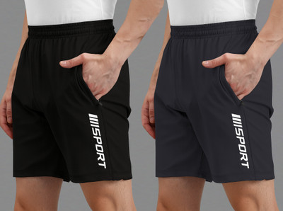 AVOLT Printed Men Black, Dark Grey Casual Shorts