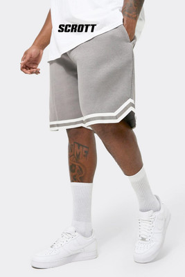 scrott fitness Self Design Men Grey Basic Shorts