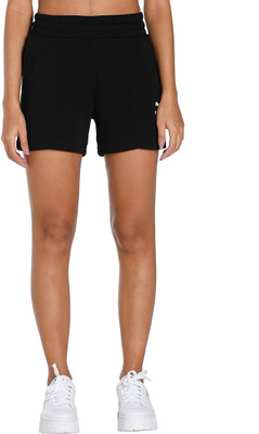 PUMA Solid Women Black Casual Shorts