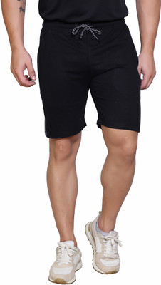 HouseOfCommon Self Design Men Black Regular Shorts