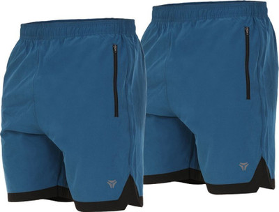 Kyk Self Design Men Blue Sports Shorts