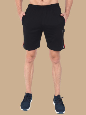 HouseOfCommon Self Design Men Black Bermuda Shorts