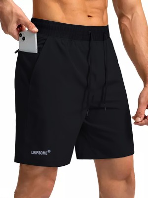 Lripsome Solid Men Black Regular Shorts