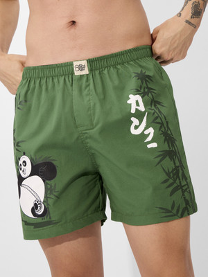 The Souled Store Printed Men Green Boxer Shorts