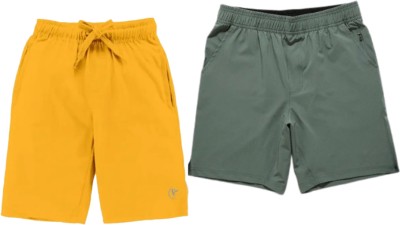 Omdk Solid Men Light Green Sports Shorts