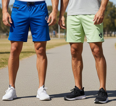 Avyana Solid Men Light Blue, Light Green Regular Shorts, Basic Shorts, Cycling Shorts
