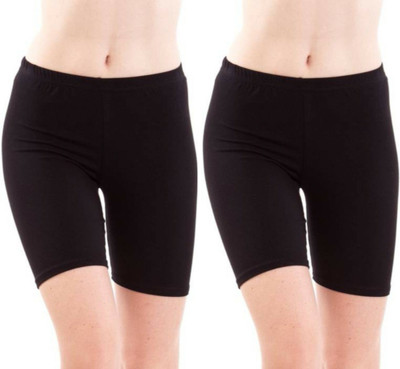 CKARFE Solid Women Black Cycling Shorts