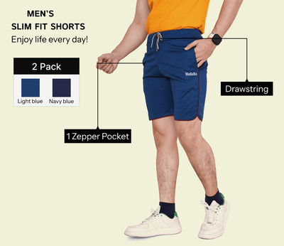 DARSHAN CREATION Self Design Men Dark Blue, Light Blue Casual Shorts