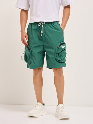 THE BEAR HOUSE Solid Men Green Regular Shorts