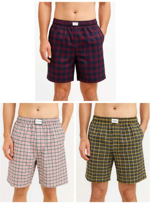 BUSHI Checkered Men Dark Blue, White, Black Bermuda Shorts