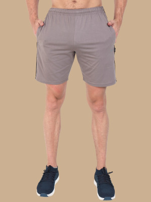 HouseOfCommon Self Design Men Silver Bermuda Shorts